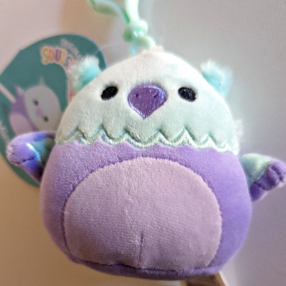 NWT 3.5" Minerva Griffon Gryphon Purse Clip On Squishmallows Mini Plushie Purple